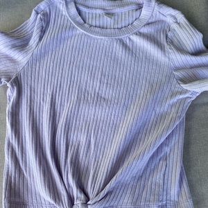 Purple Shirt with Tie, Indented Lines Pattern